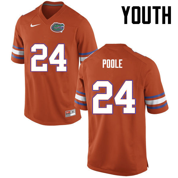 Youth Florida Gators #24 Brian Poole College Football Jerseys-Orange - Click Image to Close